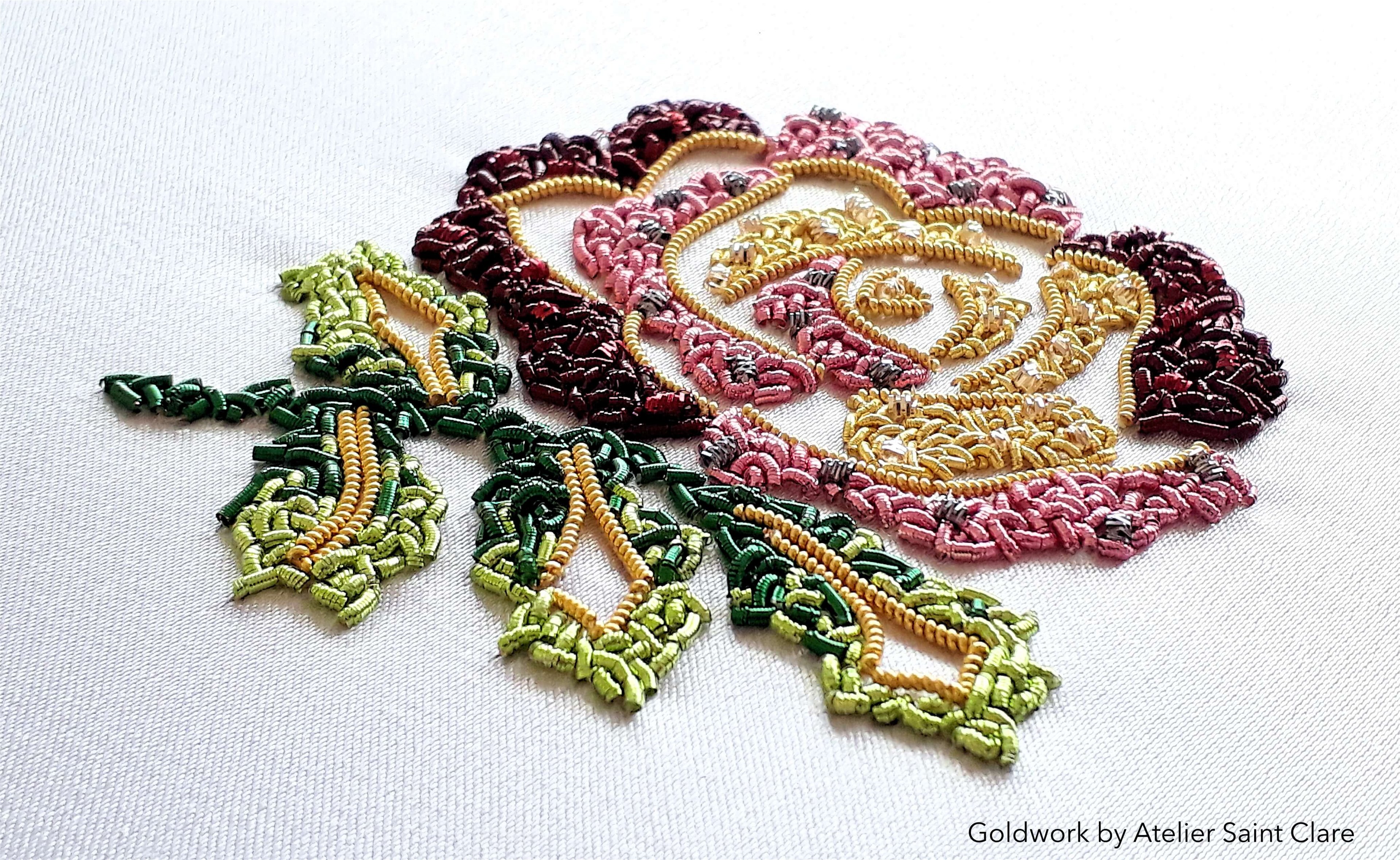 Goldwork embroidery, Exquisite rose: Live Zoom class