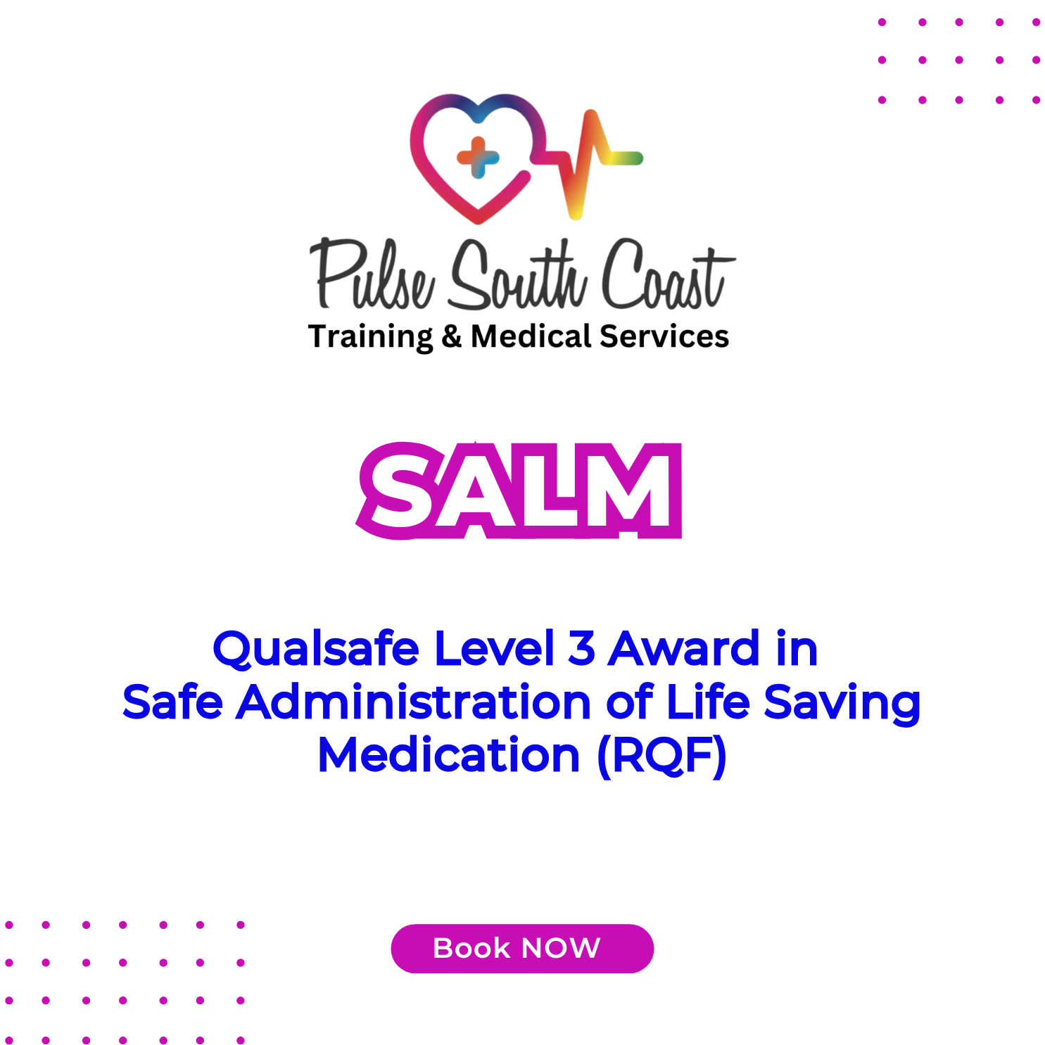 Qualsafe Level 3 Award in Safe Administration of Life Saving Medication (SALM)