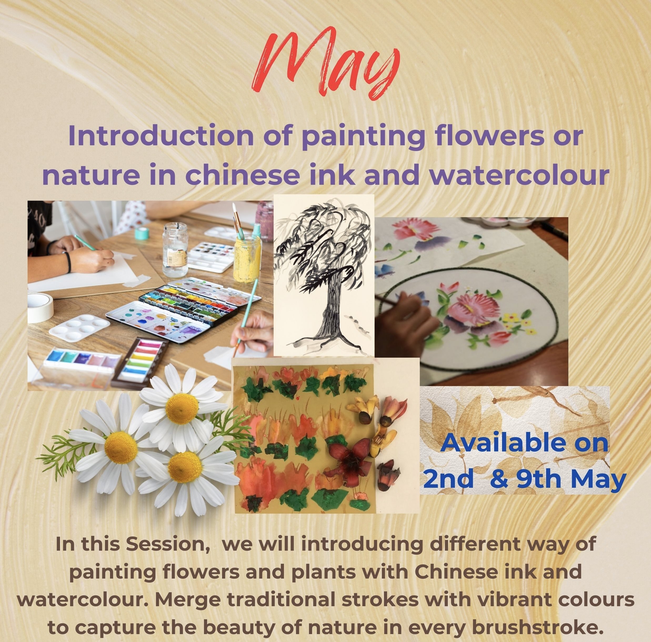 Introduction of painting flowers or nature in chinese ink and watercolour