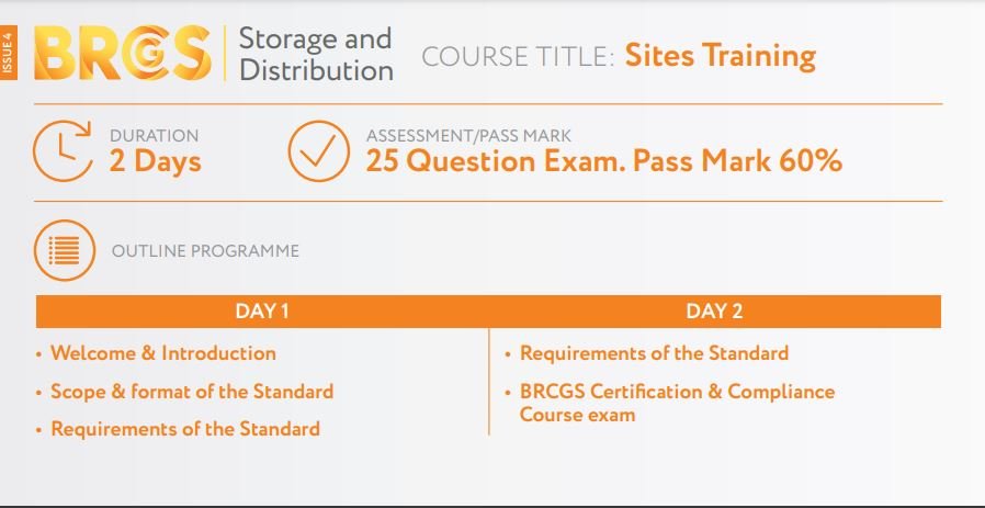 BRCGS Storage & Distribution Sites Issue 4 (2 Days)