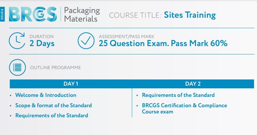 BRCGS Packaging Sites Issue 6 (4 Half-Day Sessions)