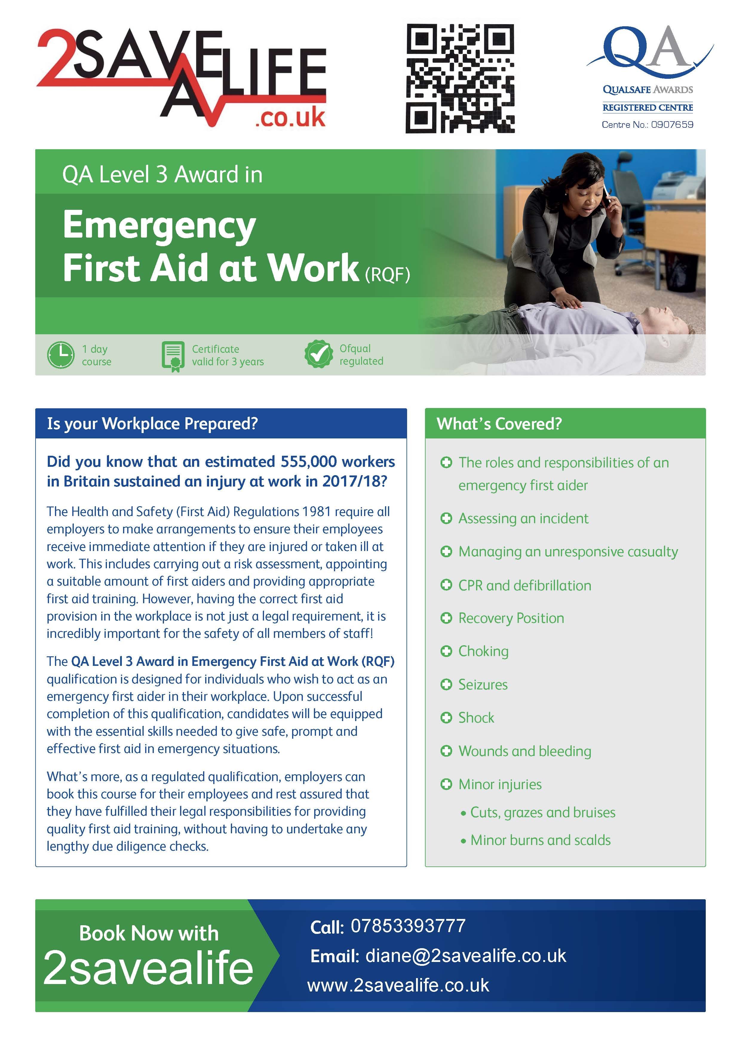 Emergency First Aid at Work - 'open' course