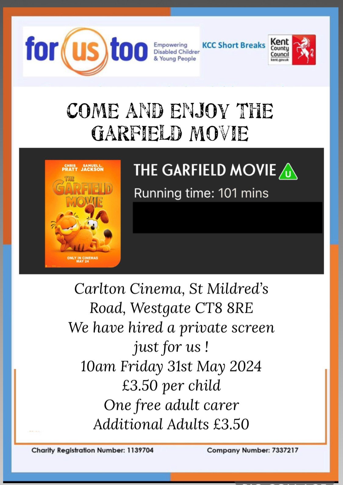 Westgate Carlton Cinema GARFIELD film - 31/05/2024