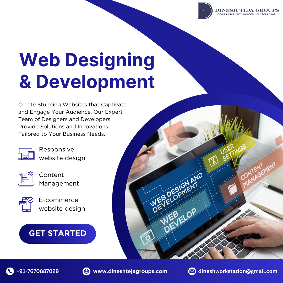 Explore Web Development, Digital Marketing, Design, and Content Magic with Dinesh Teja Groups