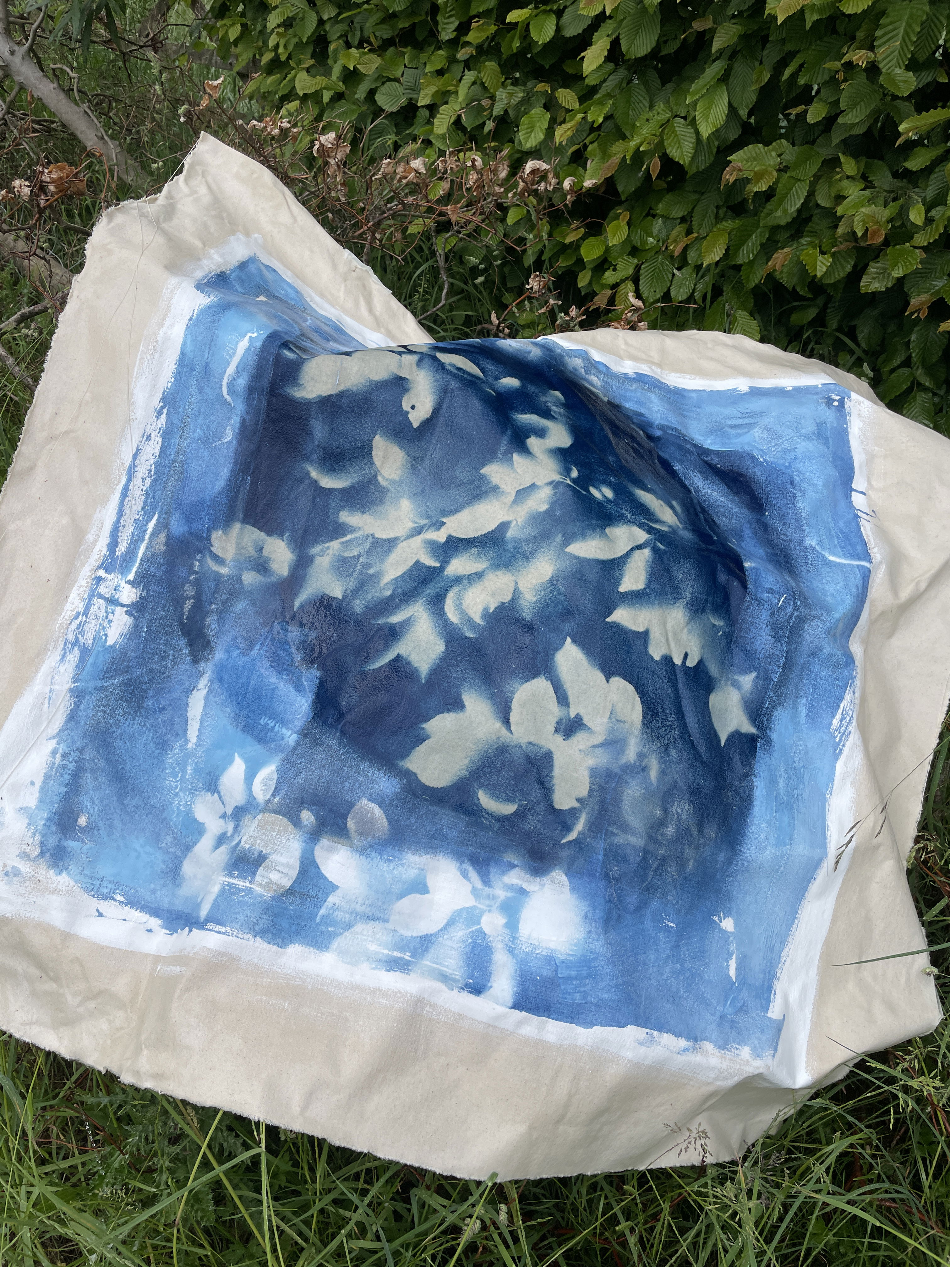 Artful Cyanotypes - Cyanotypes on fabric and playing with pattern