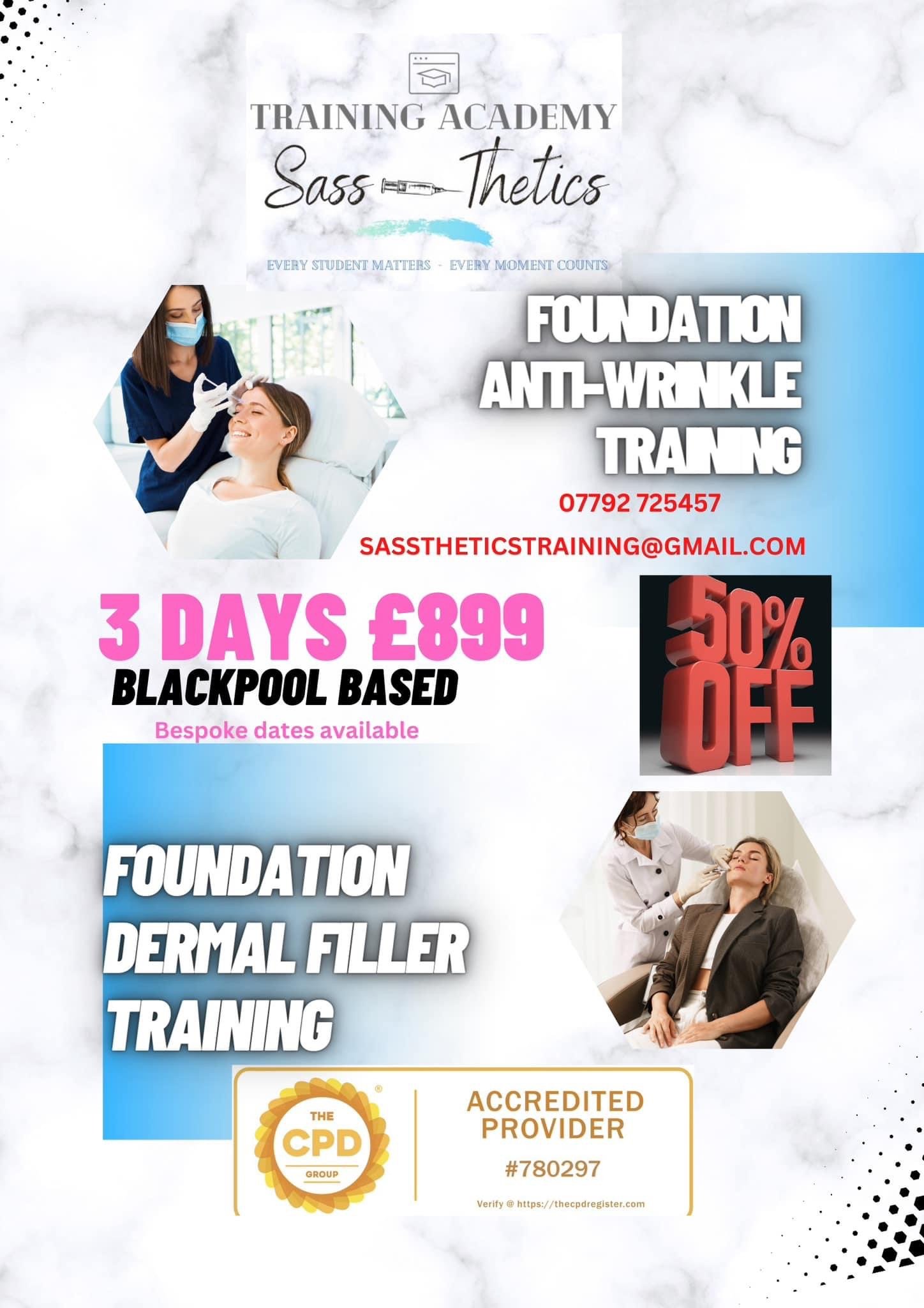 Foundation level Anti Wrinkle and Dermal Fillers Course -Choose your own dates .