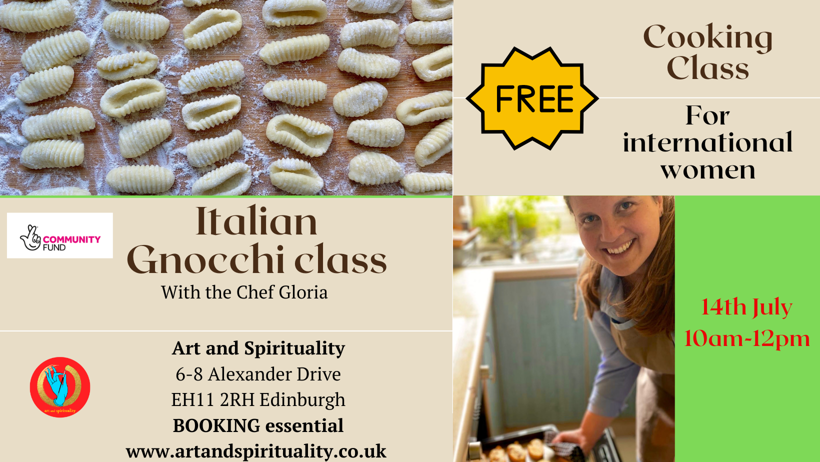 14th July morning FREE COOKING CLASS: ITALIAN GNOCCHI for international women