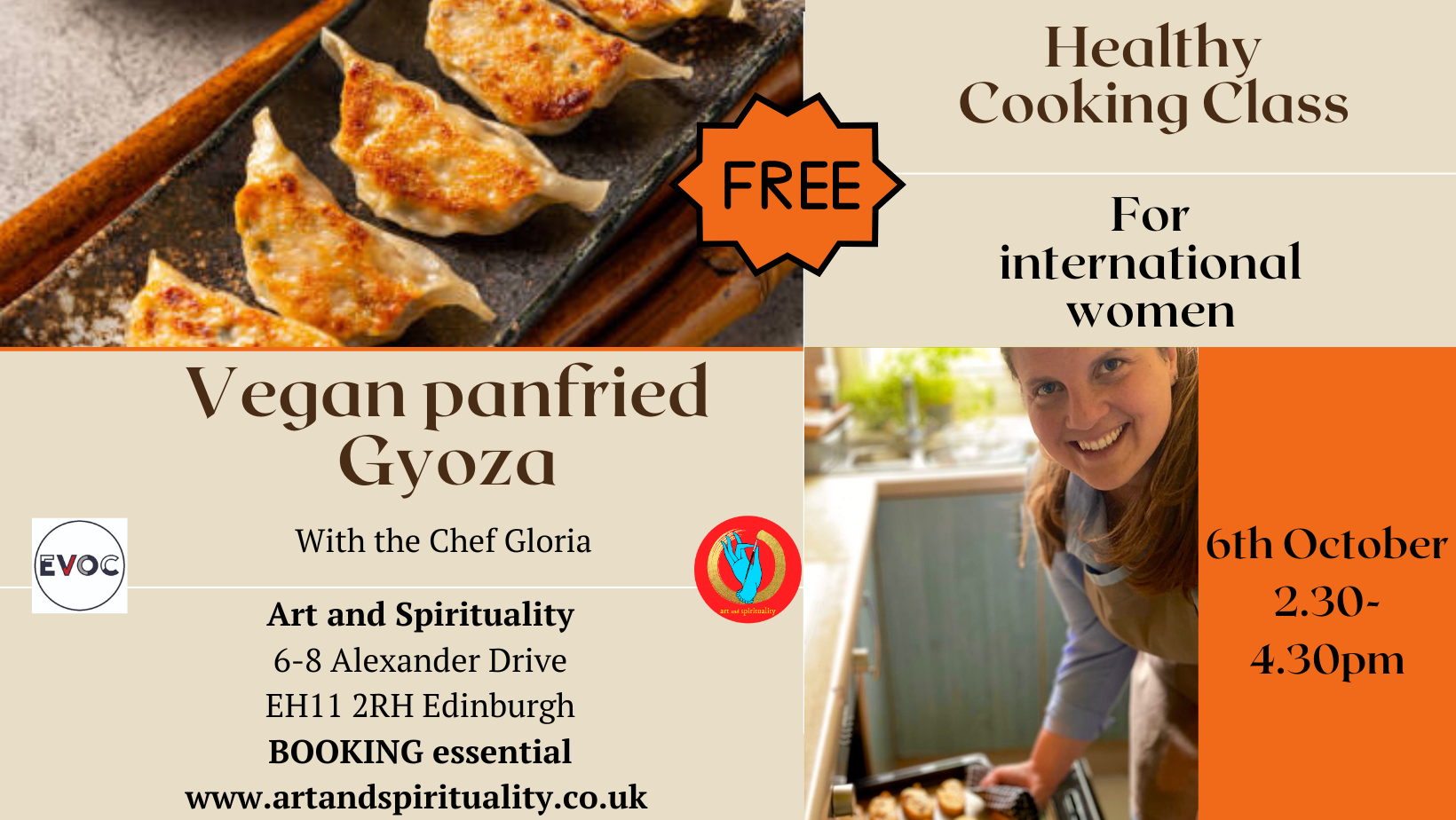 6th October  FREE COOKING CLASS: vegan panfried gyoza