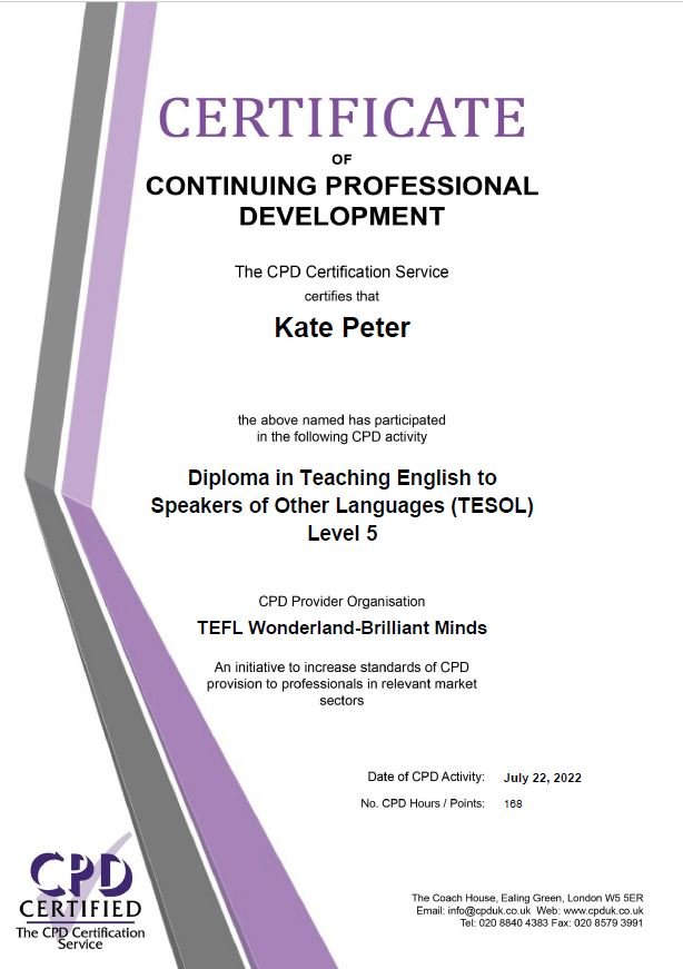 Ofqual Regulated Level 5 Diploma in Teaching English to Speakers of Other Languages (TESOL) (220 hrs)
