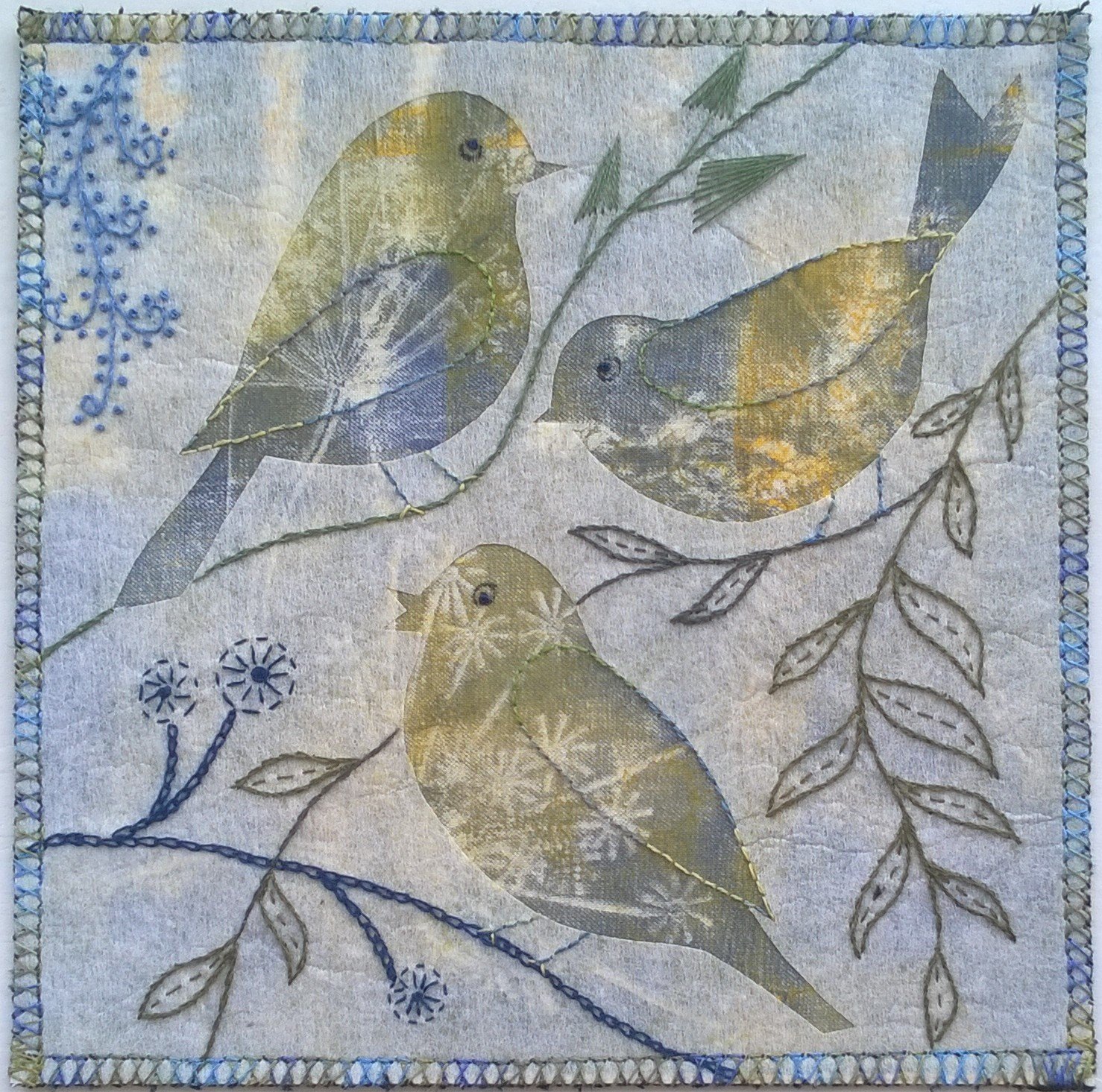 A Whiter Shade of Pale with Chris Yates, printing, stamping and sewing combined