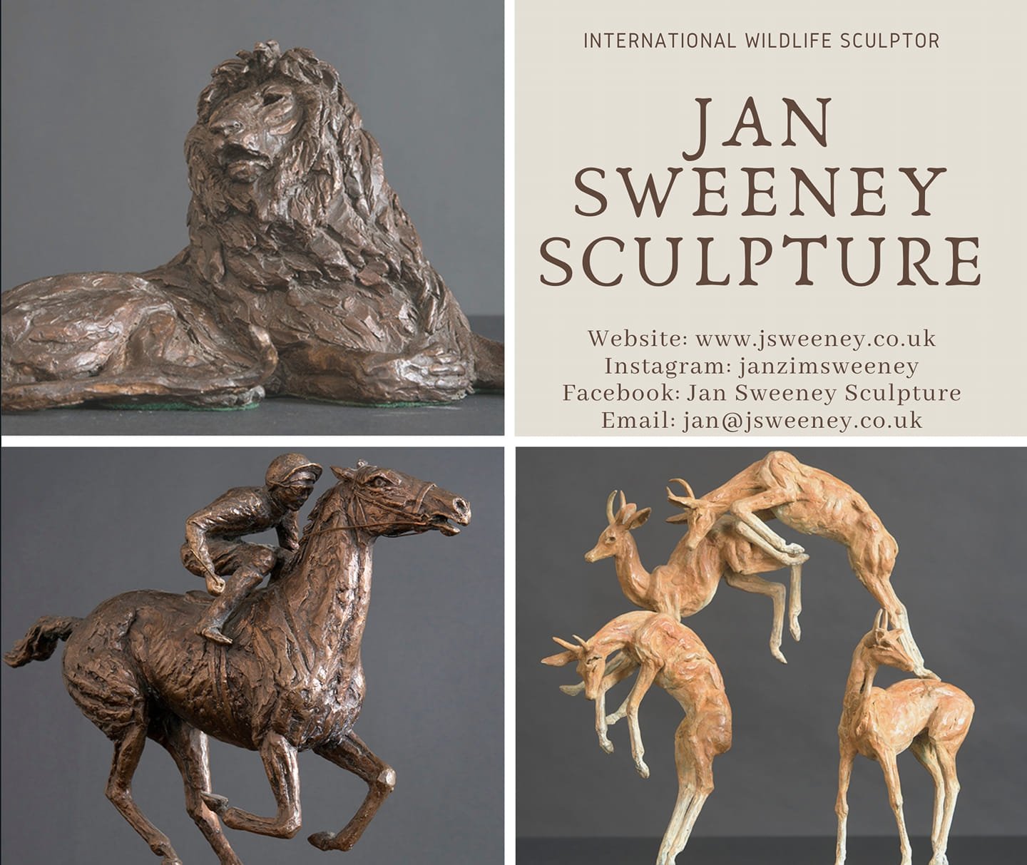clay sculpture with Jan Sweeney logo