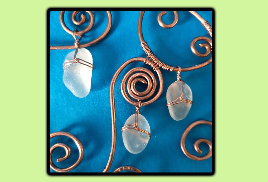 Copper Creatures; Copper Wire Forming and Weaving with Sea Glass/Beads embellishments