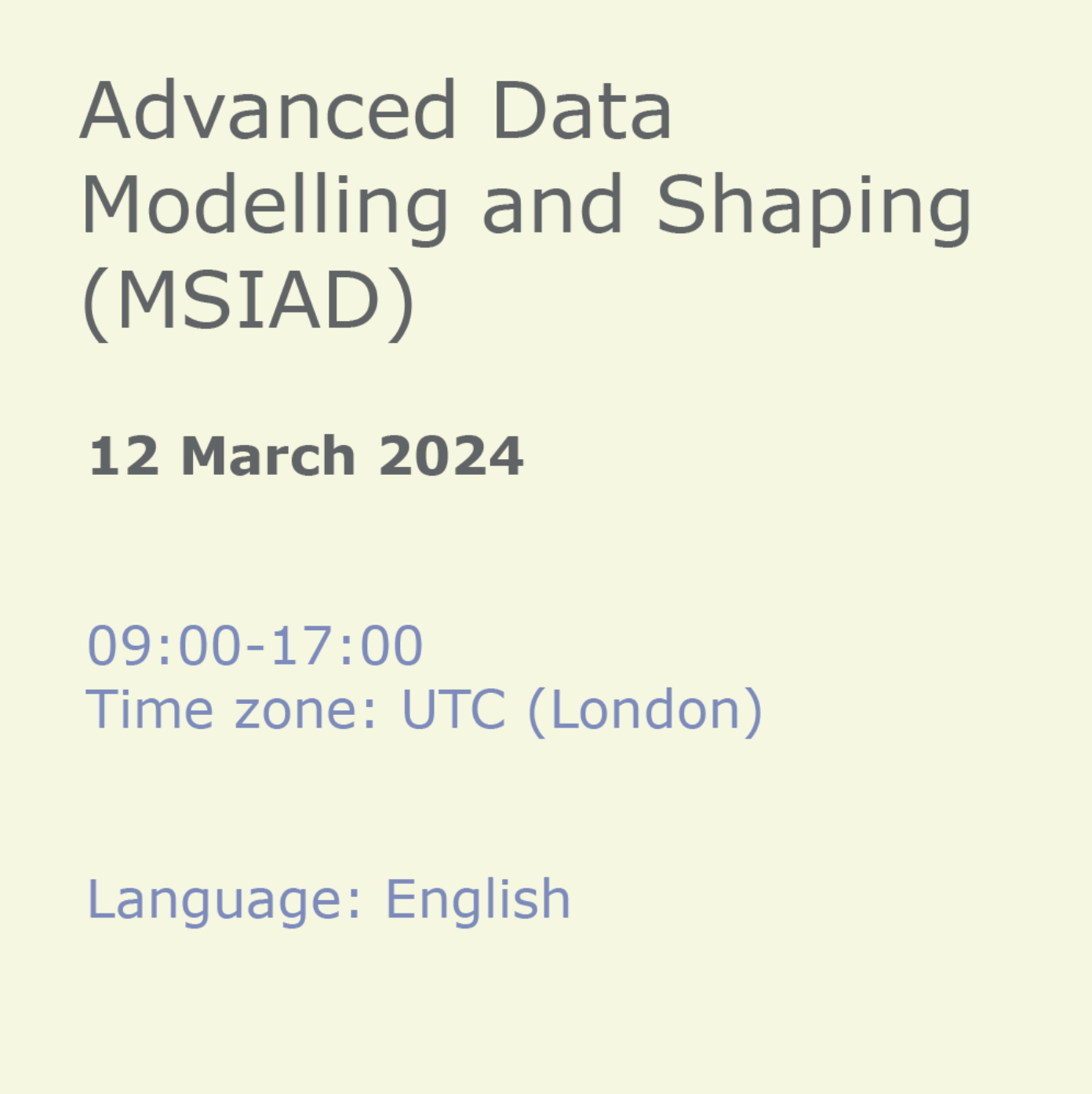 Advanced Data Modelling and Shaping (MSIAD)