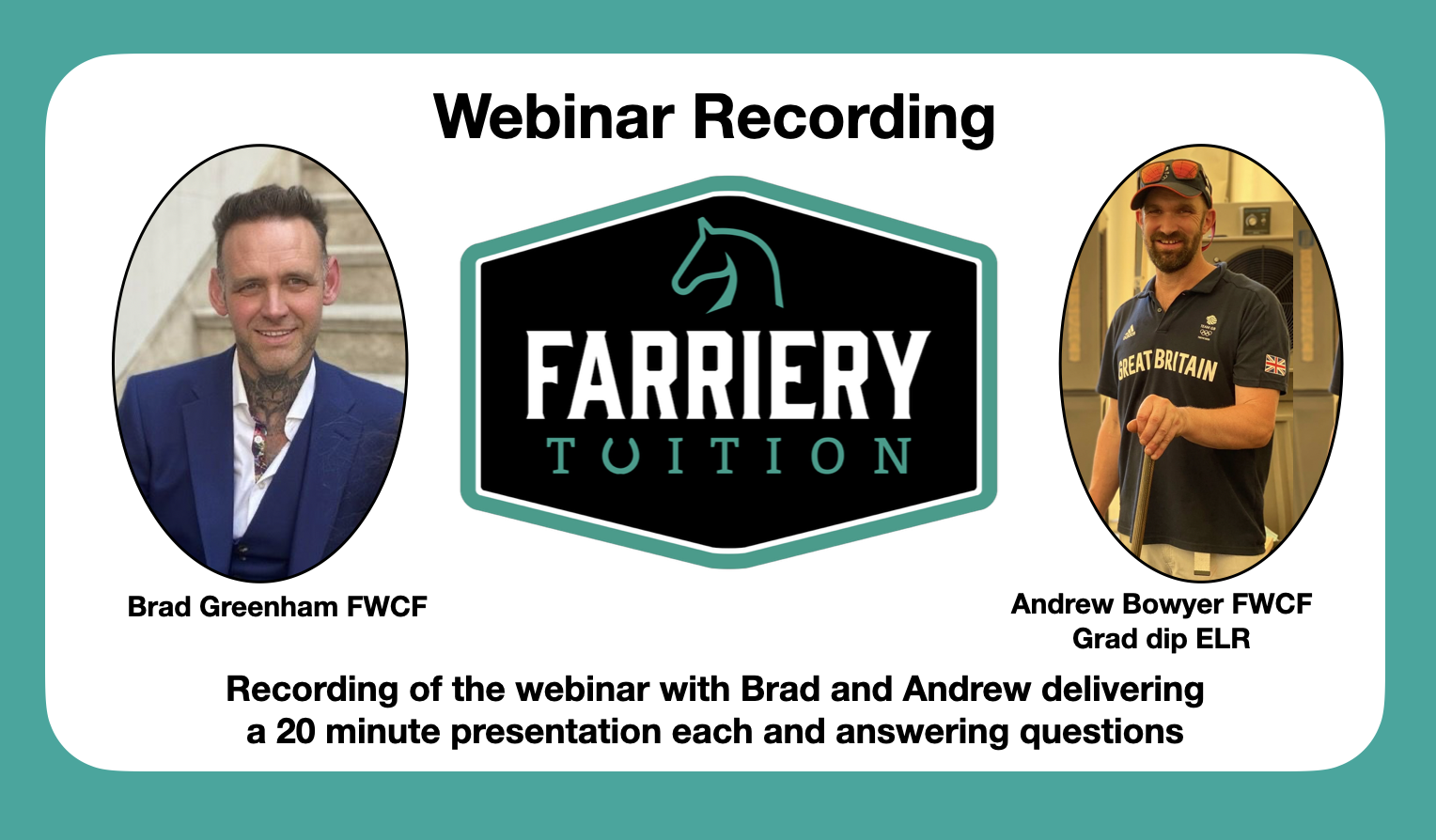 Webinar recording with Brad Greenham and Andrew Bowyer