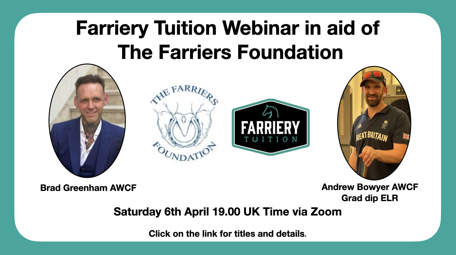 Farriery Tuition Webinar in aid of The Farriers Foundation