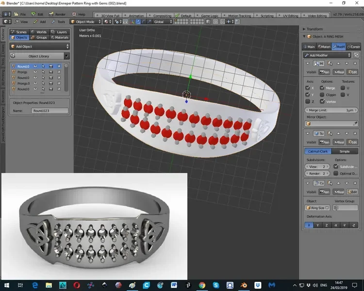Ring Design + 3D Printing using Blender Parametric Smart Objects
