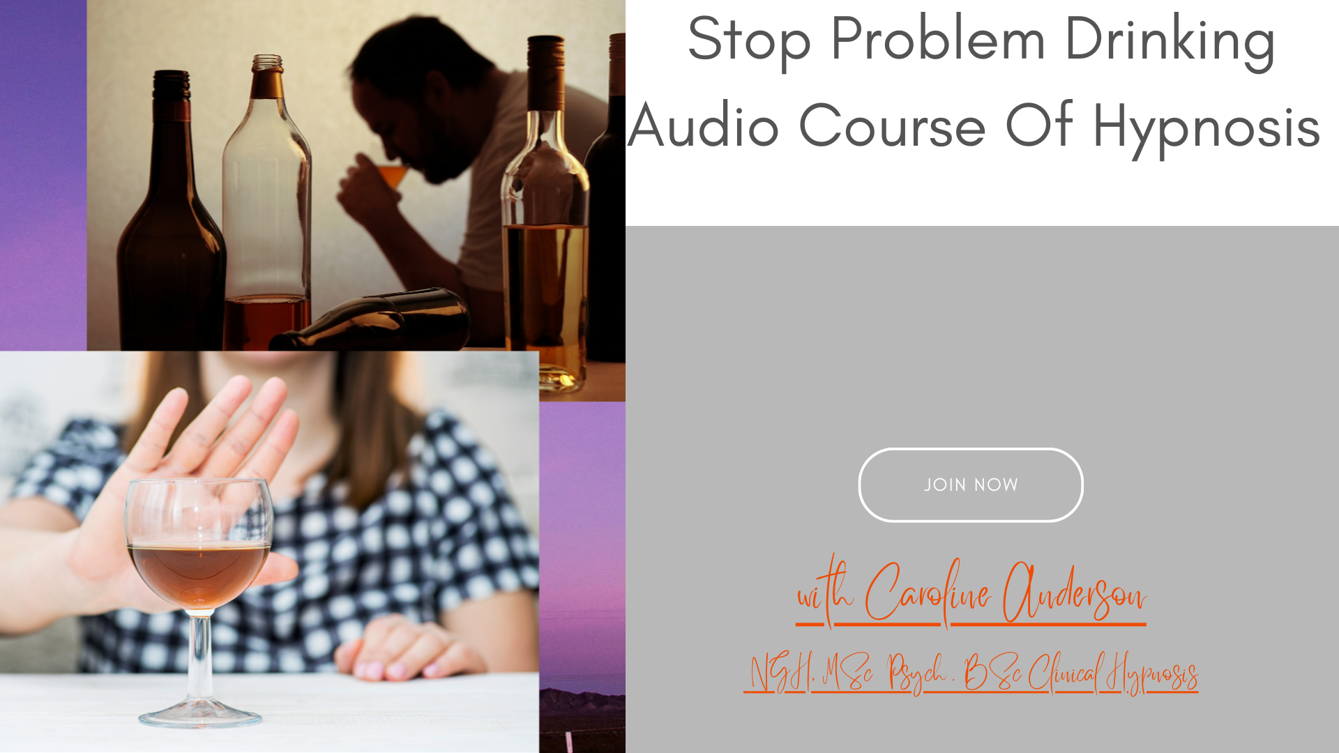 Stop Problem Drinking Hypnosis Audio Course 
KickaHabit©: With Caroline 
