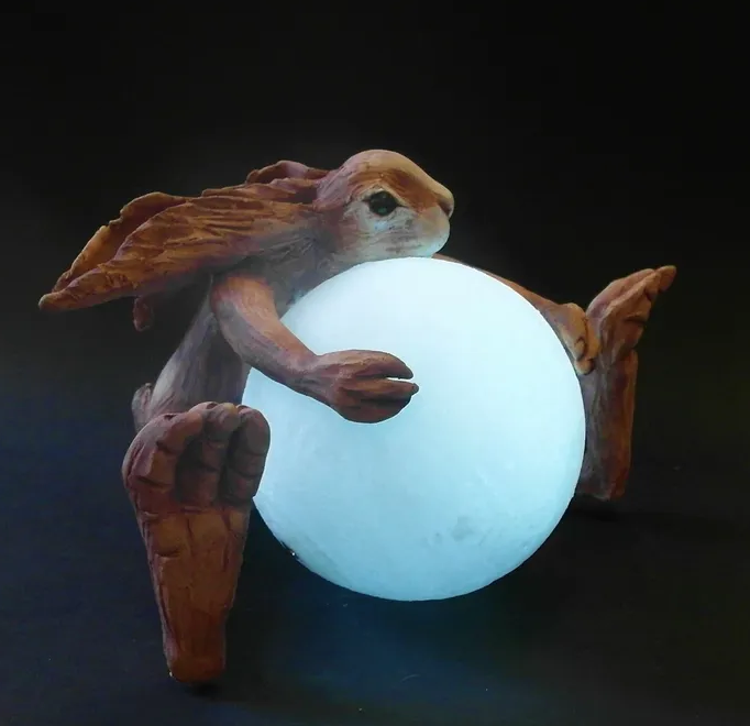Moon Hugging Hare Lamp Digital Workshop