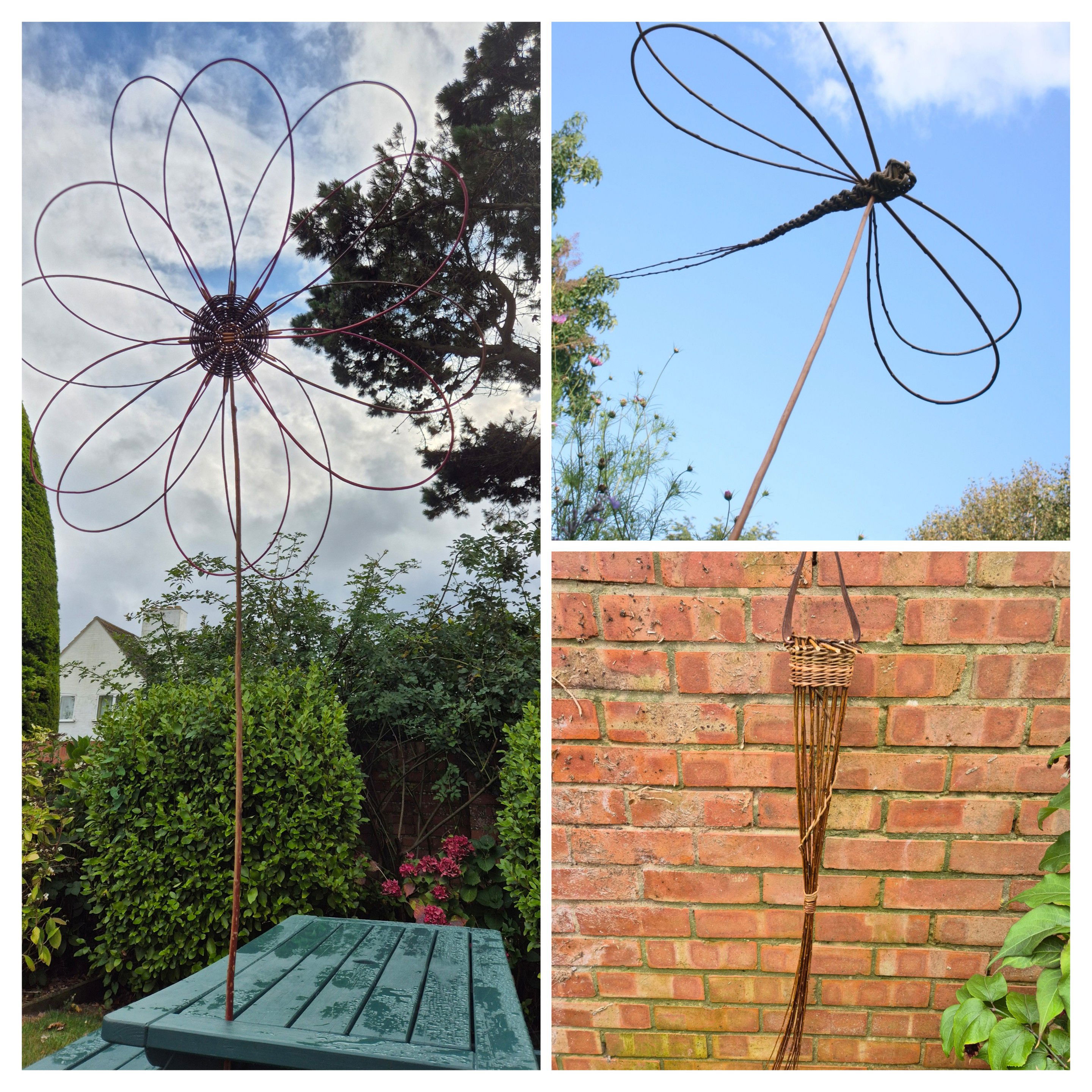 Trio of Garden Sculptures at Upwey and Broadwey Memorial Hall nr Weymouth