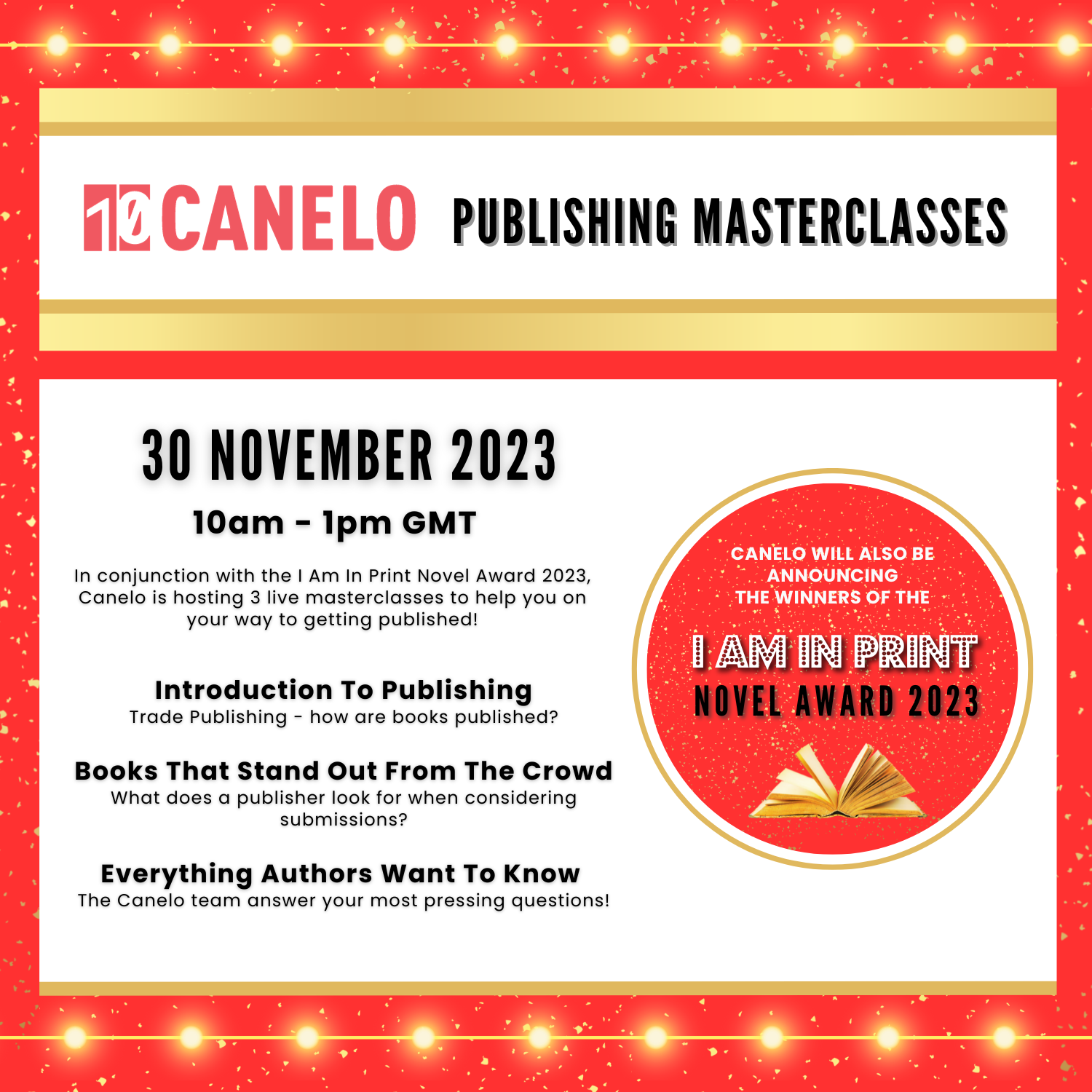 CANELO PUBLISHING MASTERCLASSES - 30th November 2023