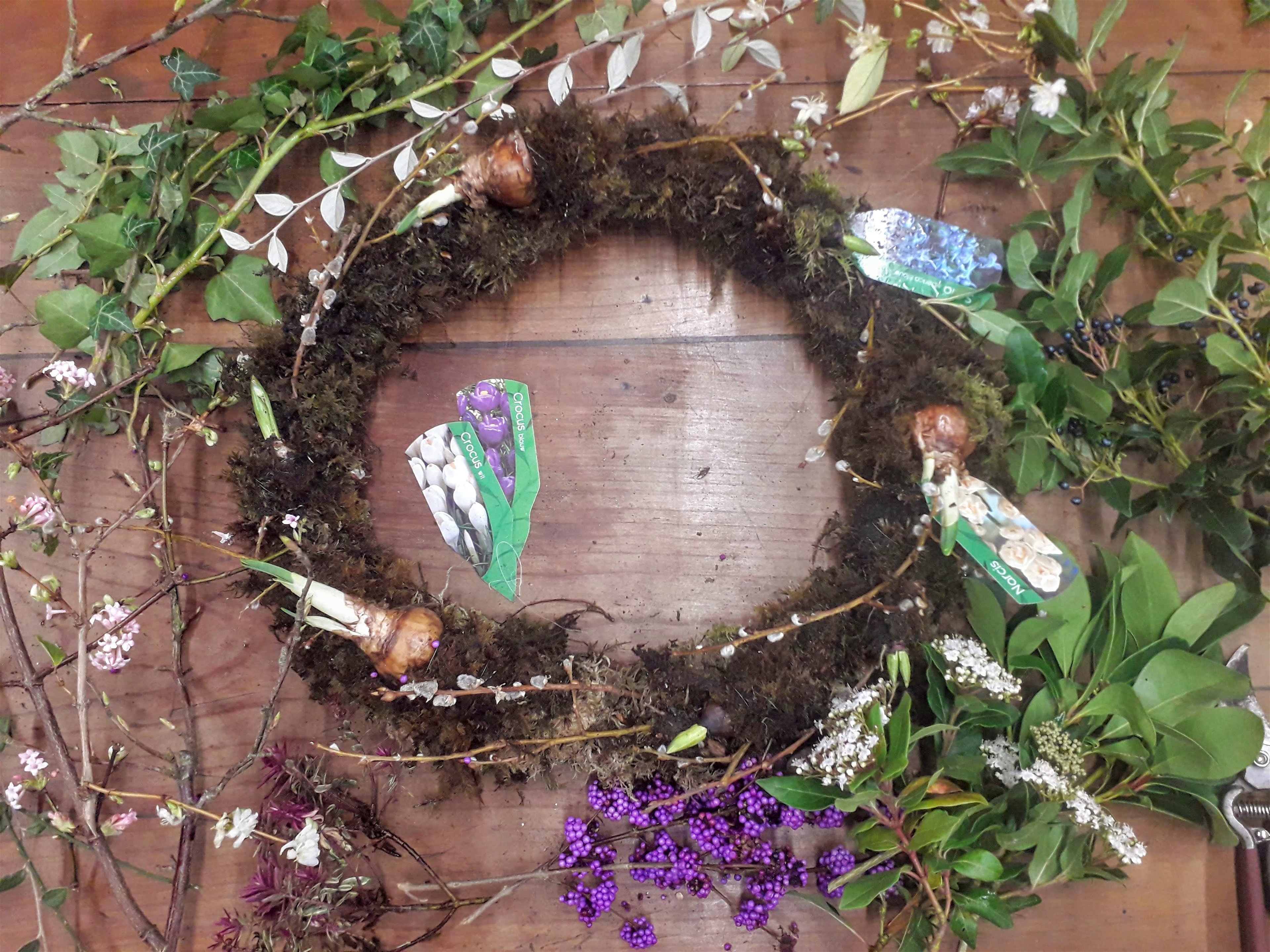 SPRING 'LIVING' WREATH WORKSHOP with Living and Flowering plants