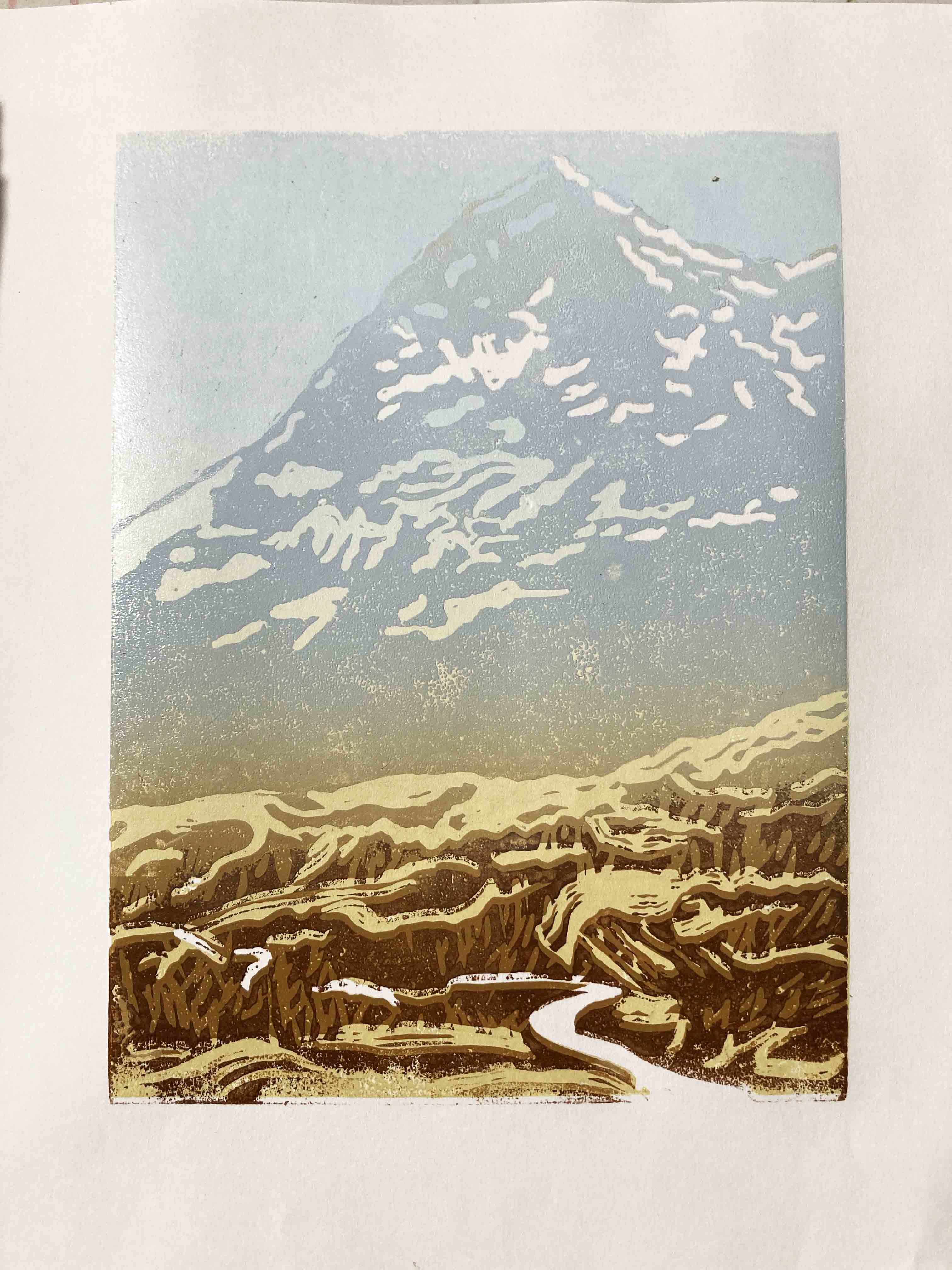 Lino printing landscapes