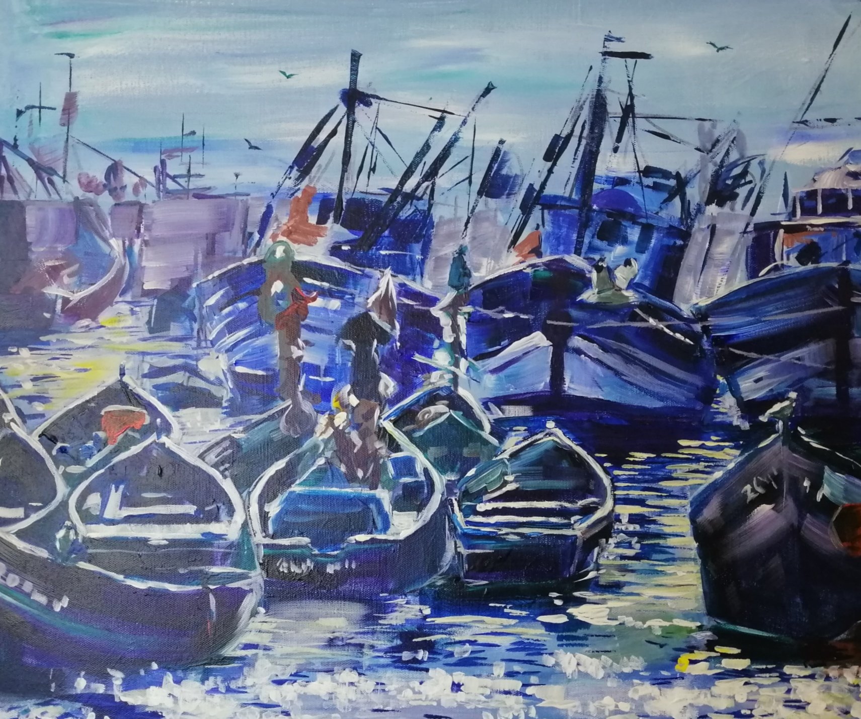 Inside an Artists mind Vibrant Essaouira harbour in Acrylics 1hour 27 mins