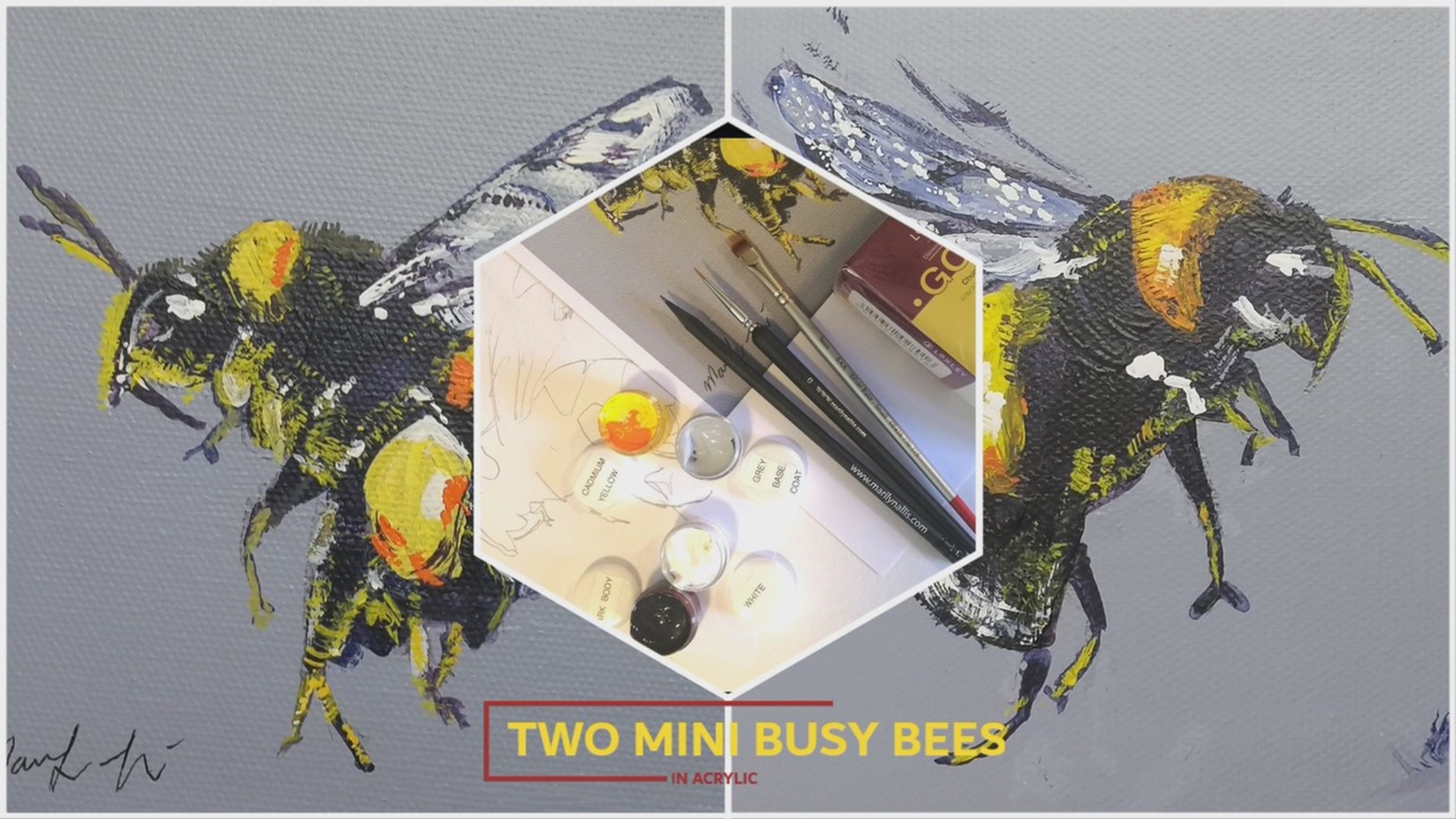 Paint Two Busy Mini Bees In Acrylic