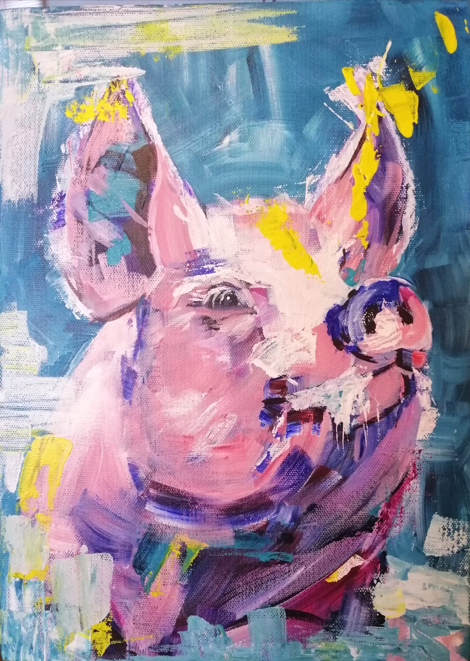 Inside an Artists mind Vibrant pig in Acrylics 48 mins