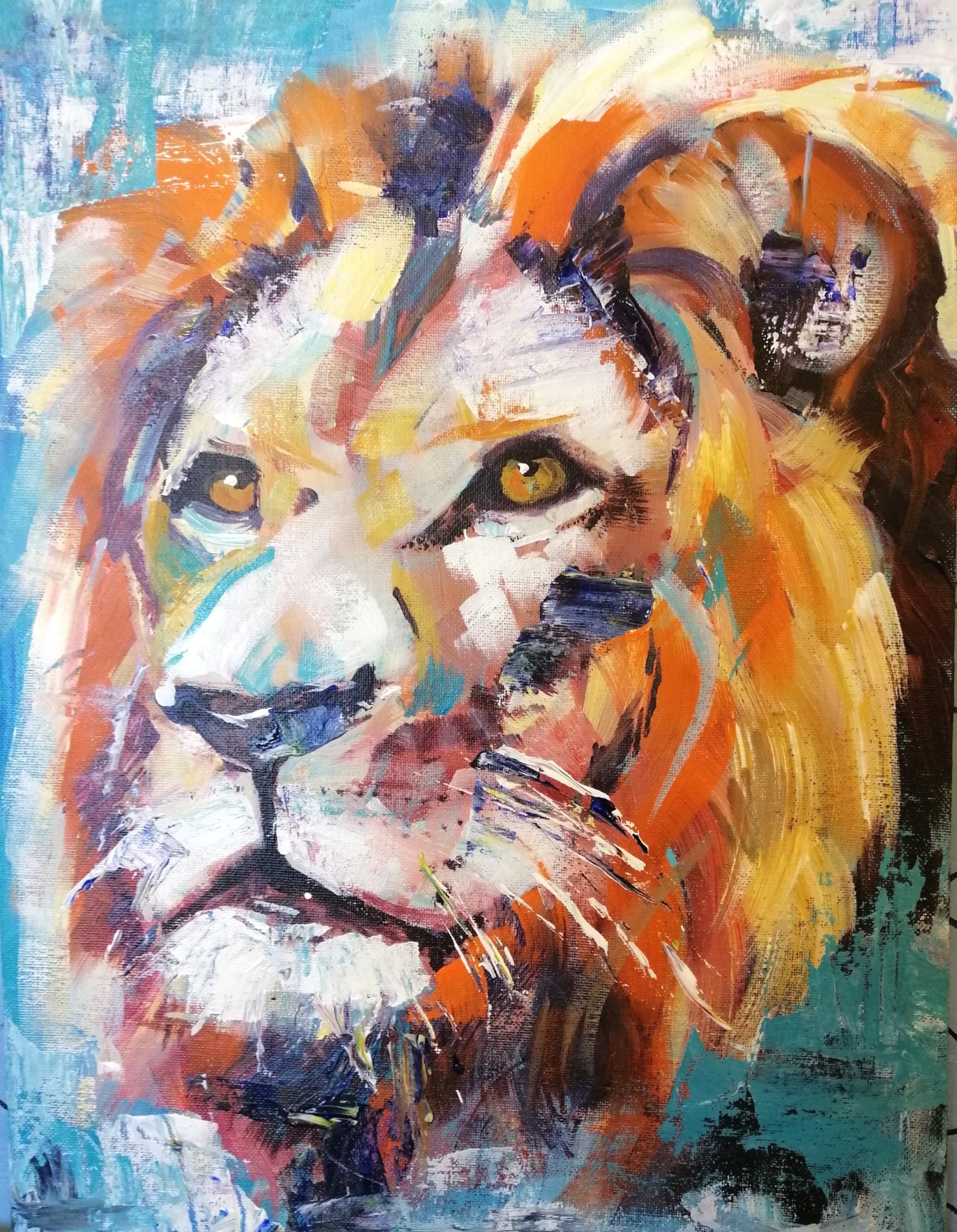 Inside an Artists mind Vibrant Lion in Acrylics 45 mins