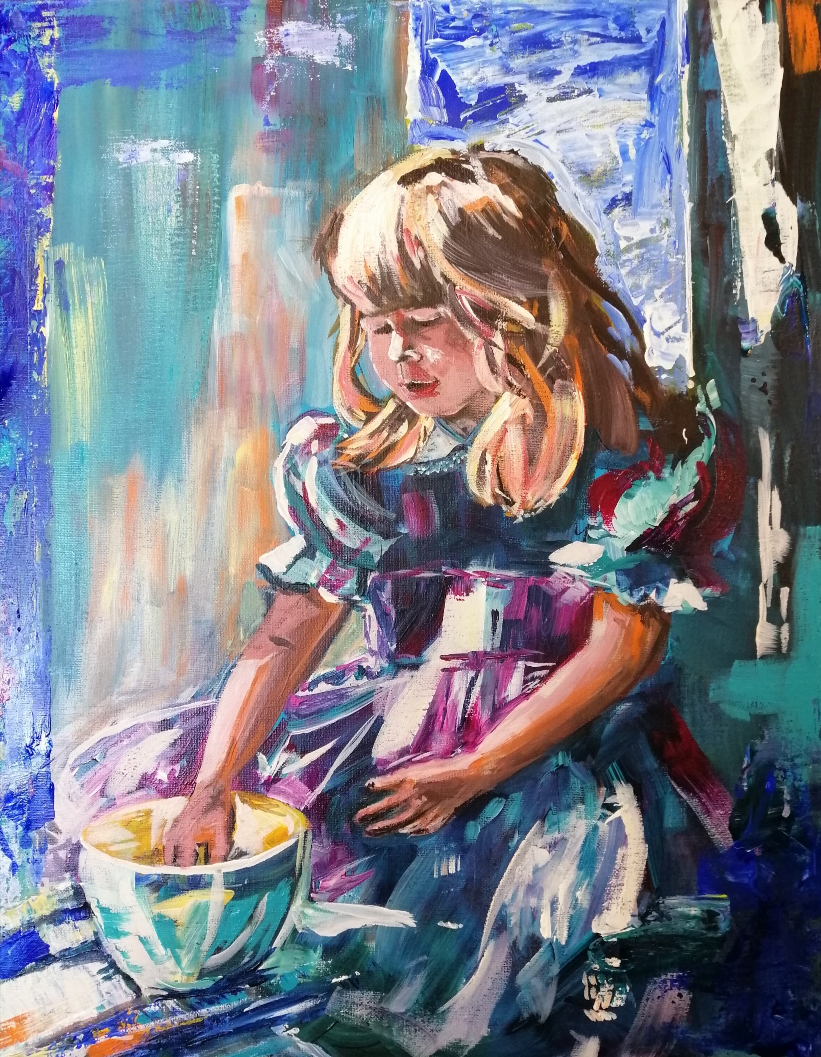 Inside an Artists mind Vibrant Eating popcorn in Acrylics 1 hour 32  mins