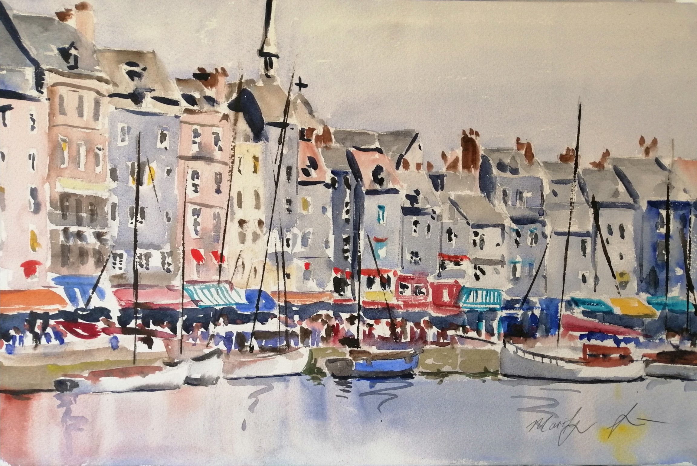 Honfleur, Complicated made simple in watercolour