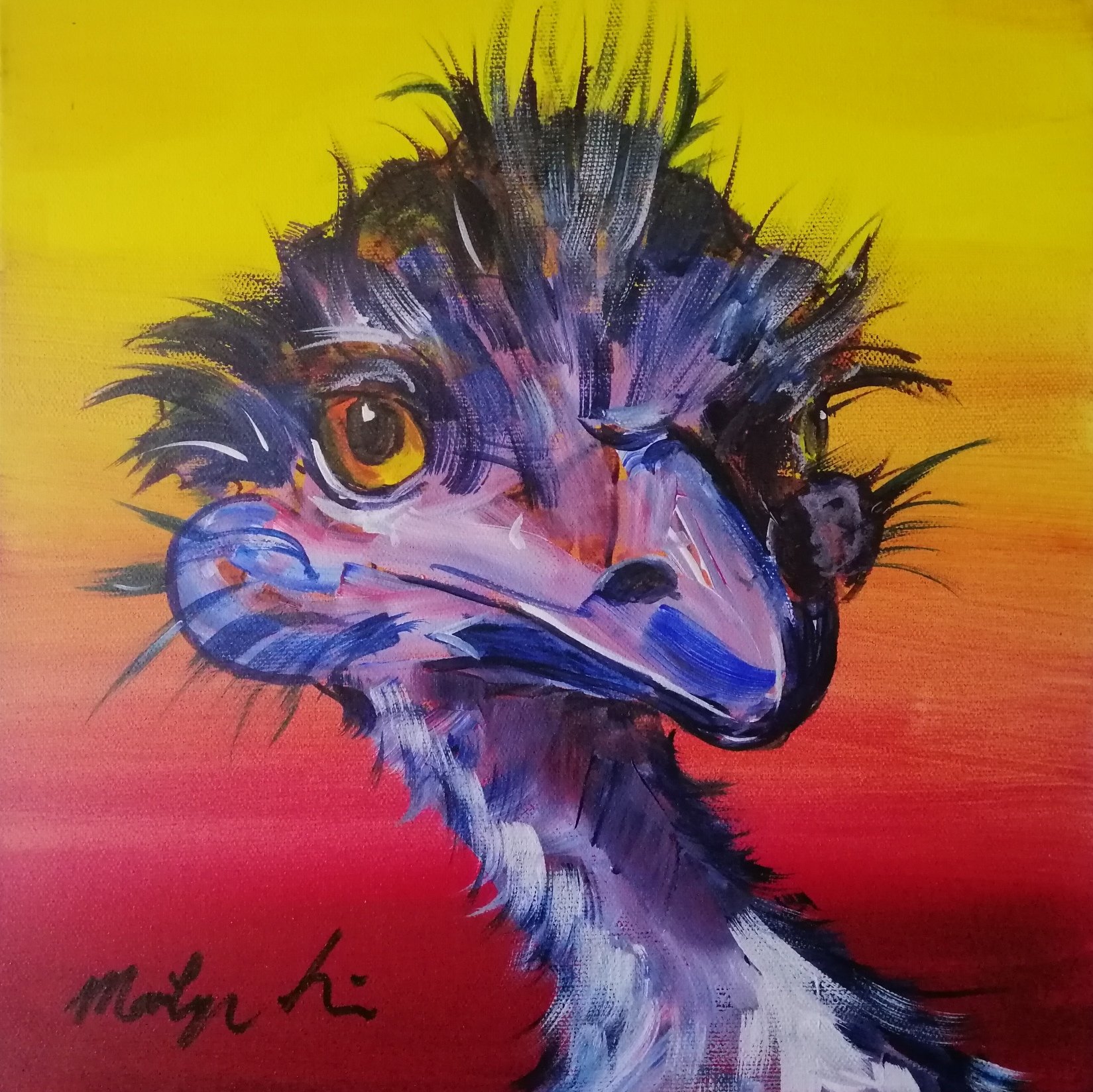 Paint an Acrylic Colourful Emu