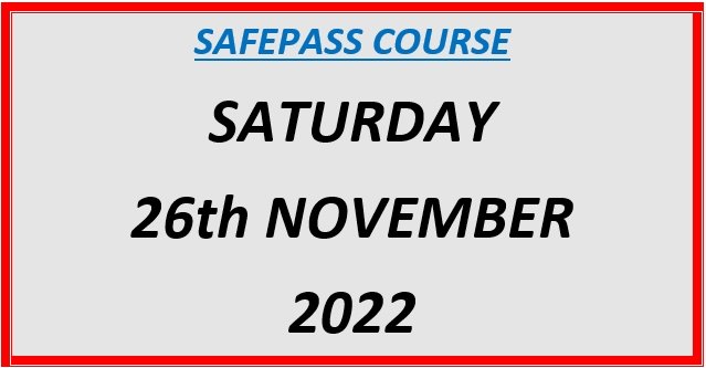 SOLAS SafePass Course: Saturday 26th November 2022