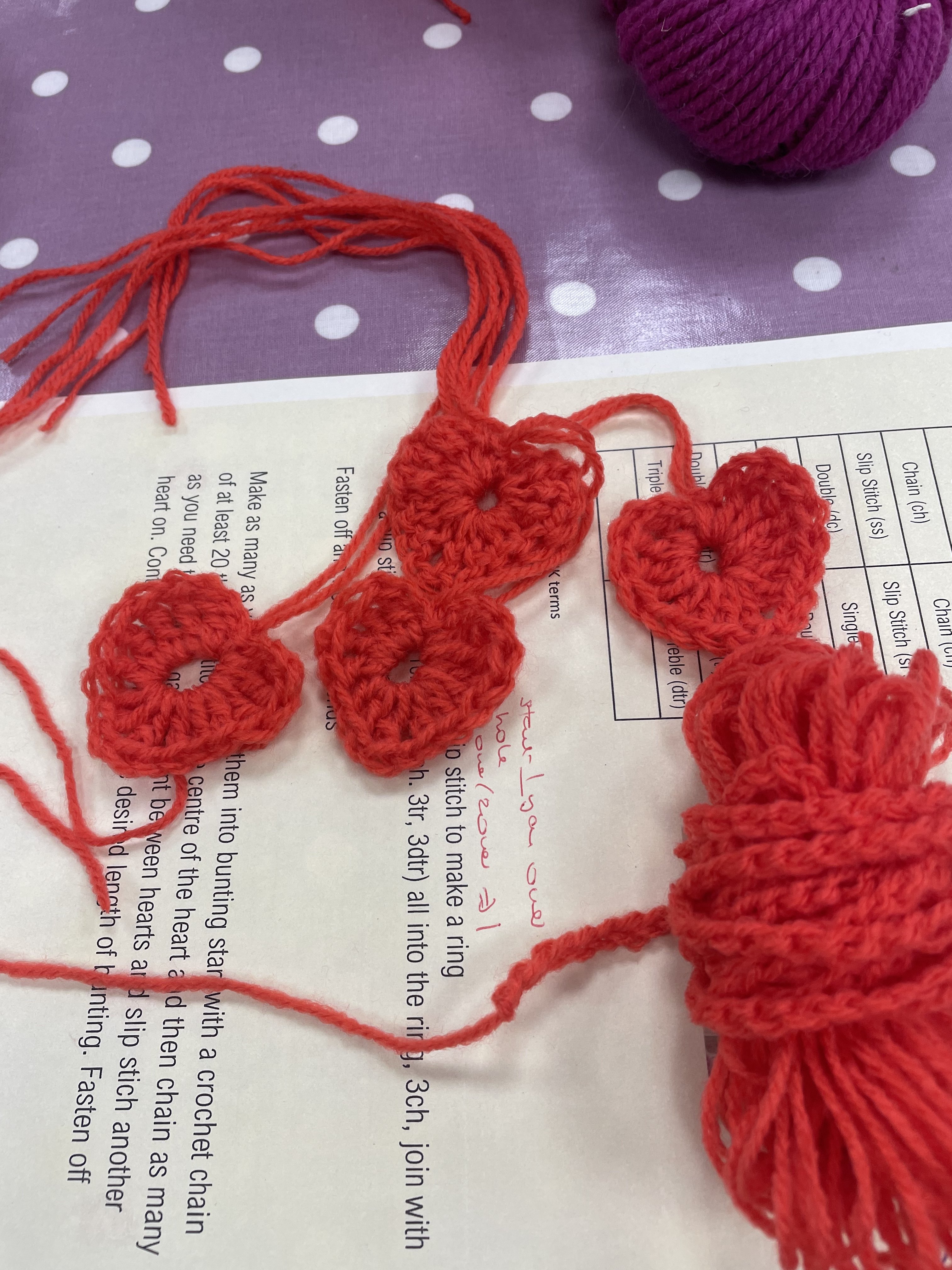 Beginners Crochet - Heart Bunting